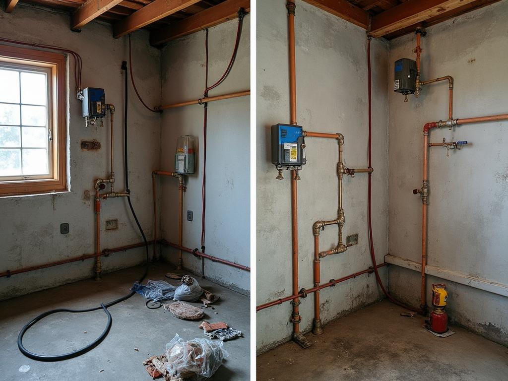 Before and after comparison of professional installation quality