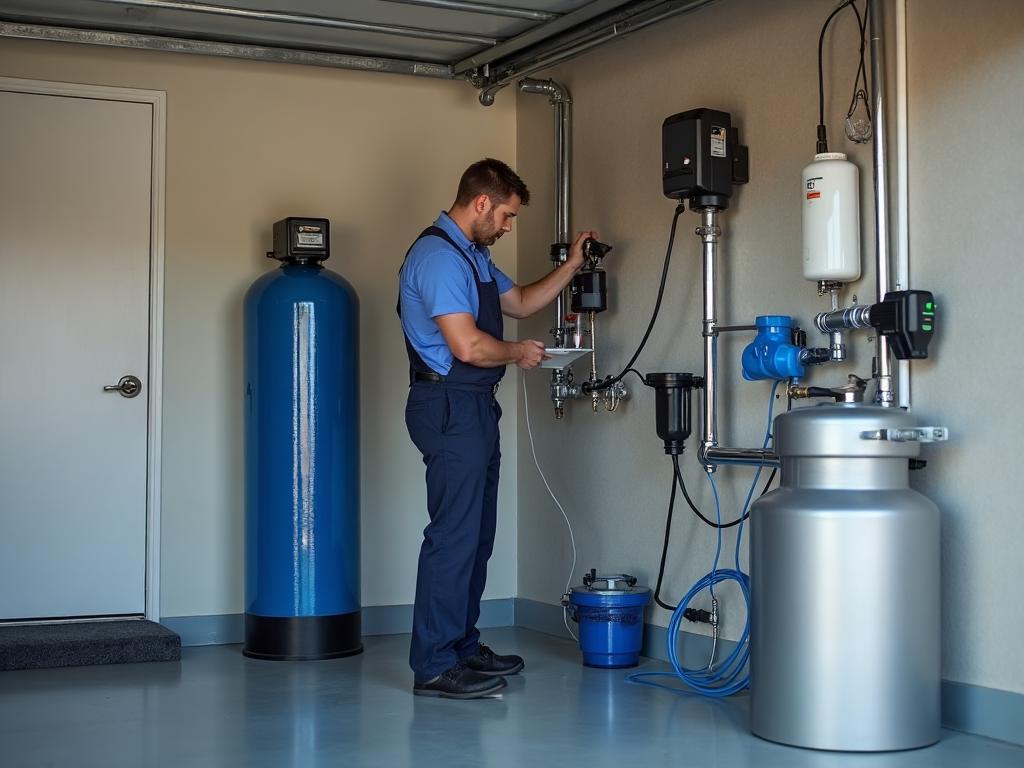 Professional Water Genius technician installing water treatment system
